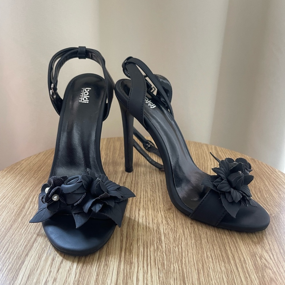 BALDI Black Floral Women's Heels US 6.5